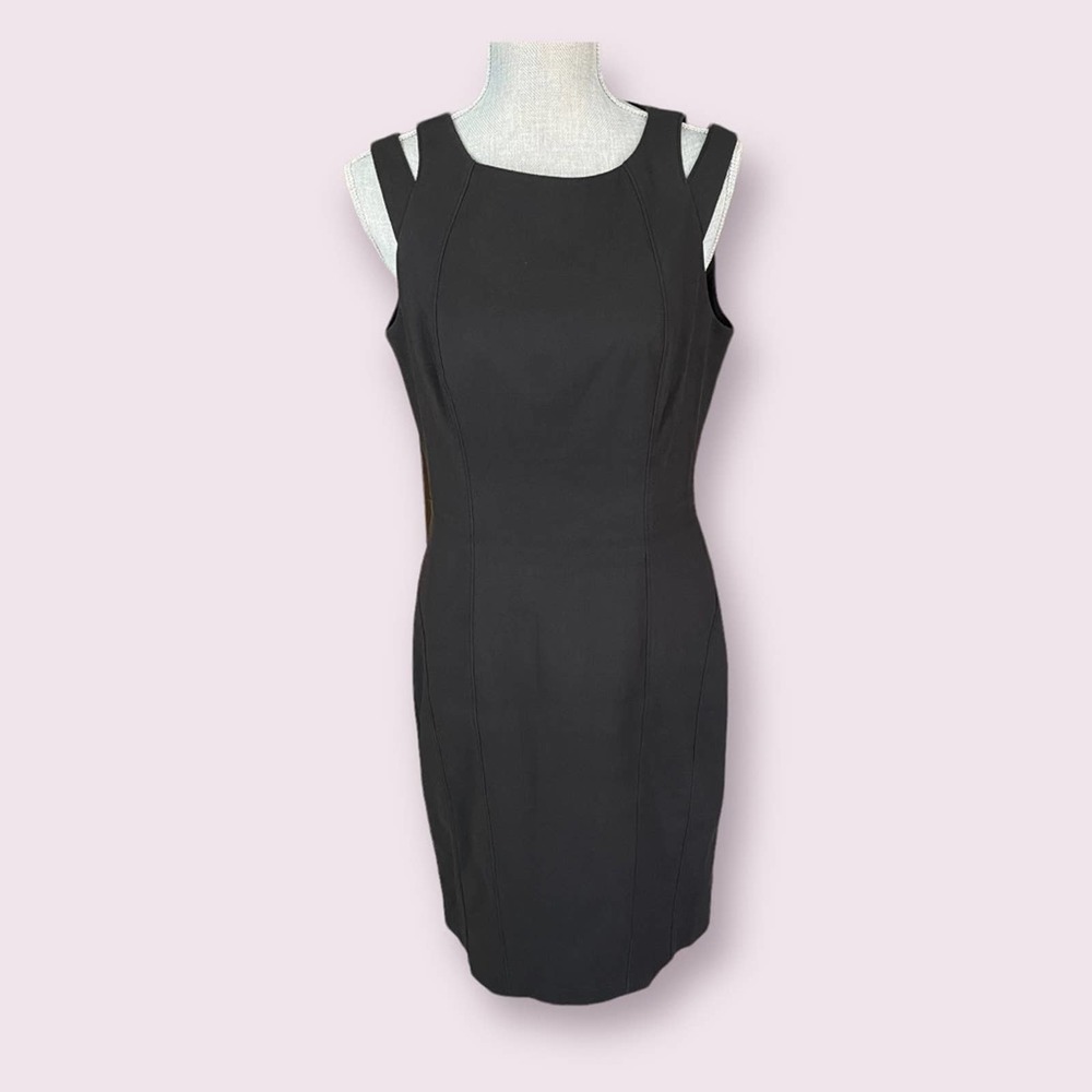 Bebe Midi Dress Strappy Cocktail Sleeveless Fitted Professional 8